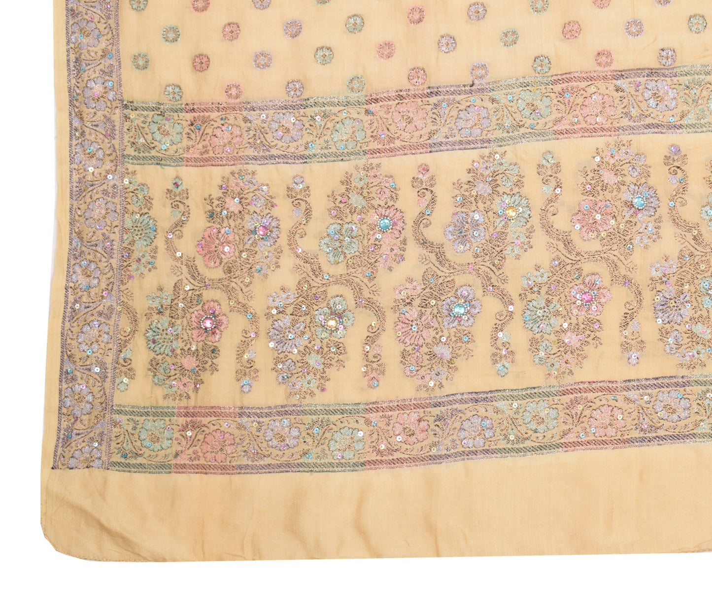Sushila Vintage Pure Tussar Silk Dupatta Woven Sequins Work Brown Long Stole