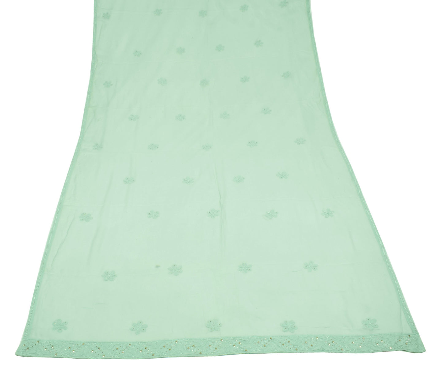 Sushila Vintage Lucknow Chikankari Dupatta Pure Georgette Silk Floral Long Stole