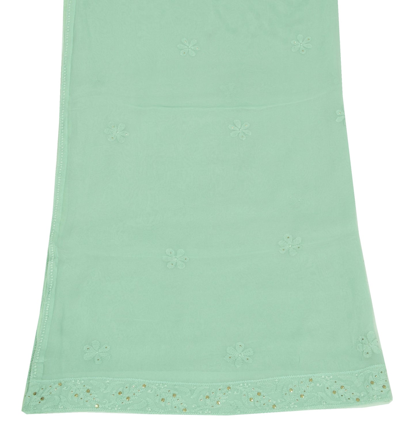 Sushila Vintage Lucknow Chikankari Dupatta Pure Georgette Silk Floral Long Stole