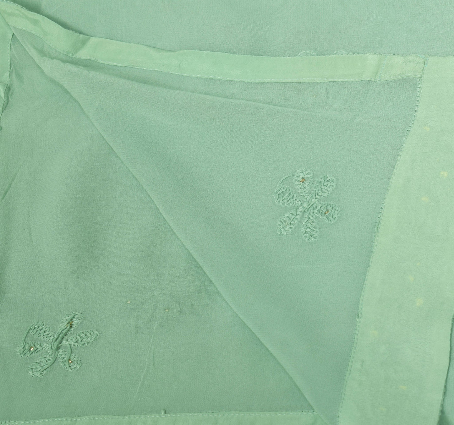 Sushila Vintage Lucknow Chikankari Dupatta Pure Georgette Silk Floral Long Stole