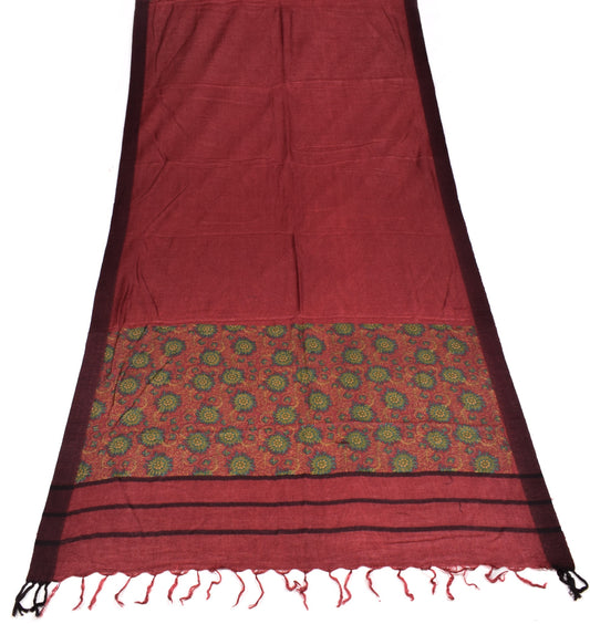 Sushila Vintage Maroon Dupatta Pure Woolen Printed & Woven Soft Long Stole Shawl