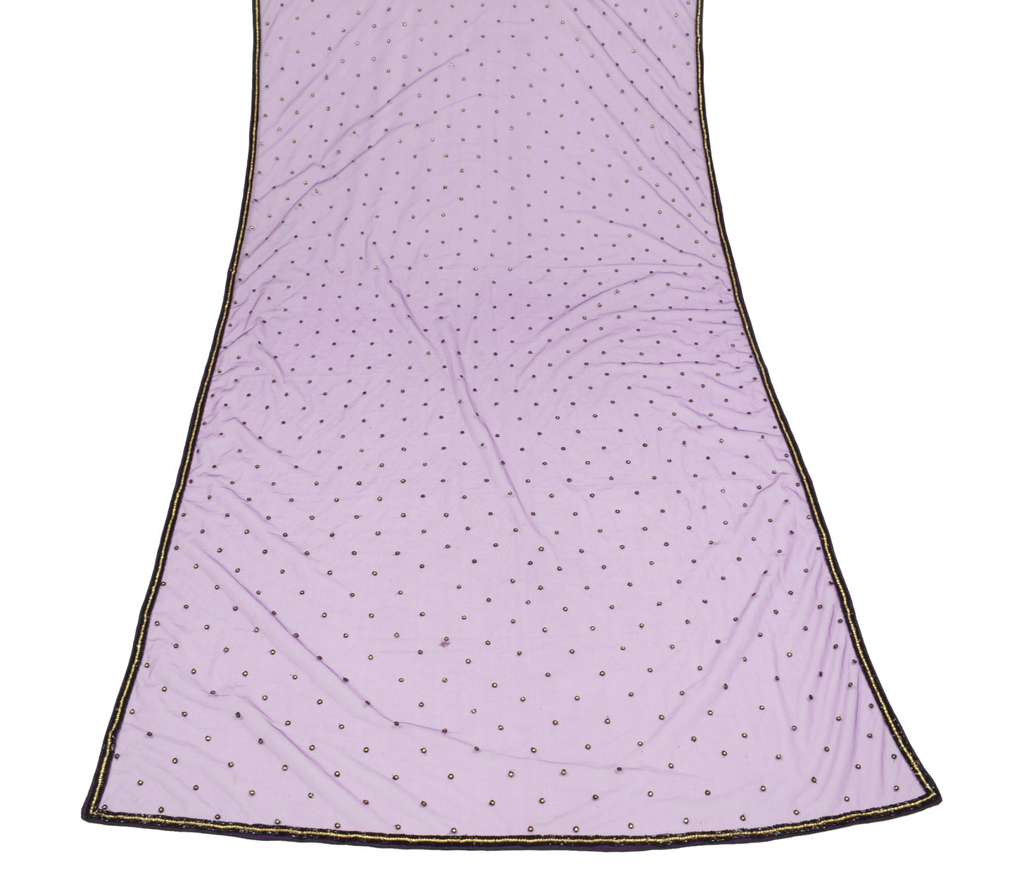 Sushila Vintage Purple Net Mesh Dupatta Glass Beads Embellish Fancy Long Stole