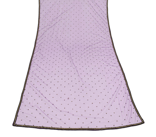 Sushila Vintage Purple Net Mesh Dupatta Glass Beads Embellish Fancy Long Stole