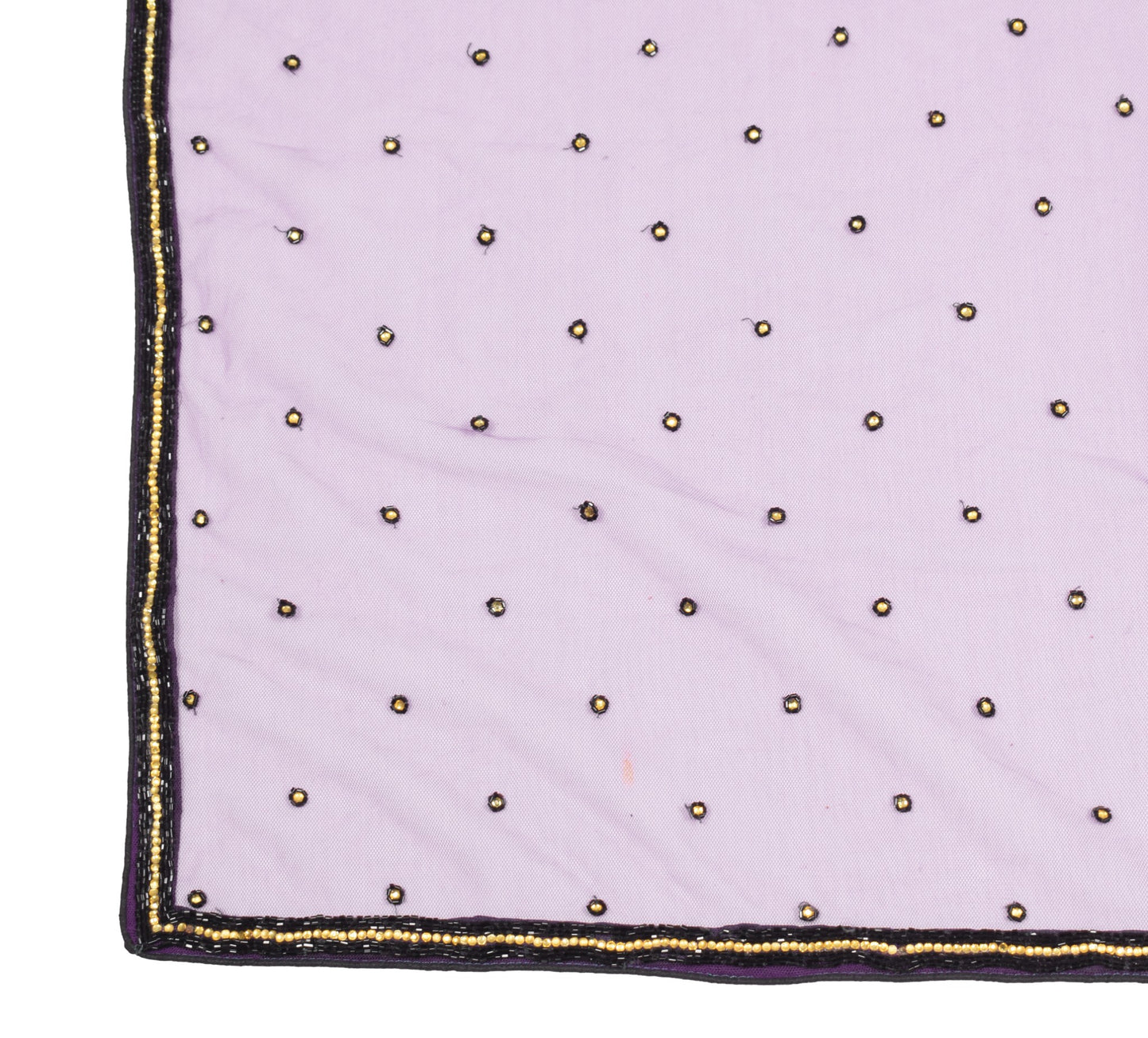 Sushila Vintage Purple Net Mesh Dupatta Glass Beads Embellish Fancy Long Stole
