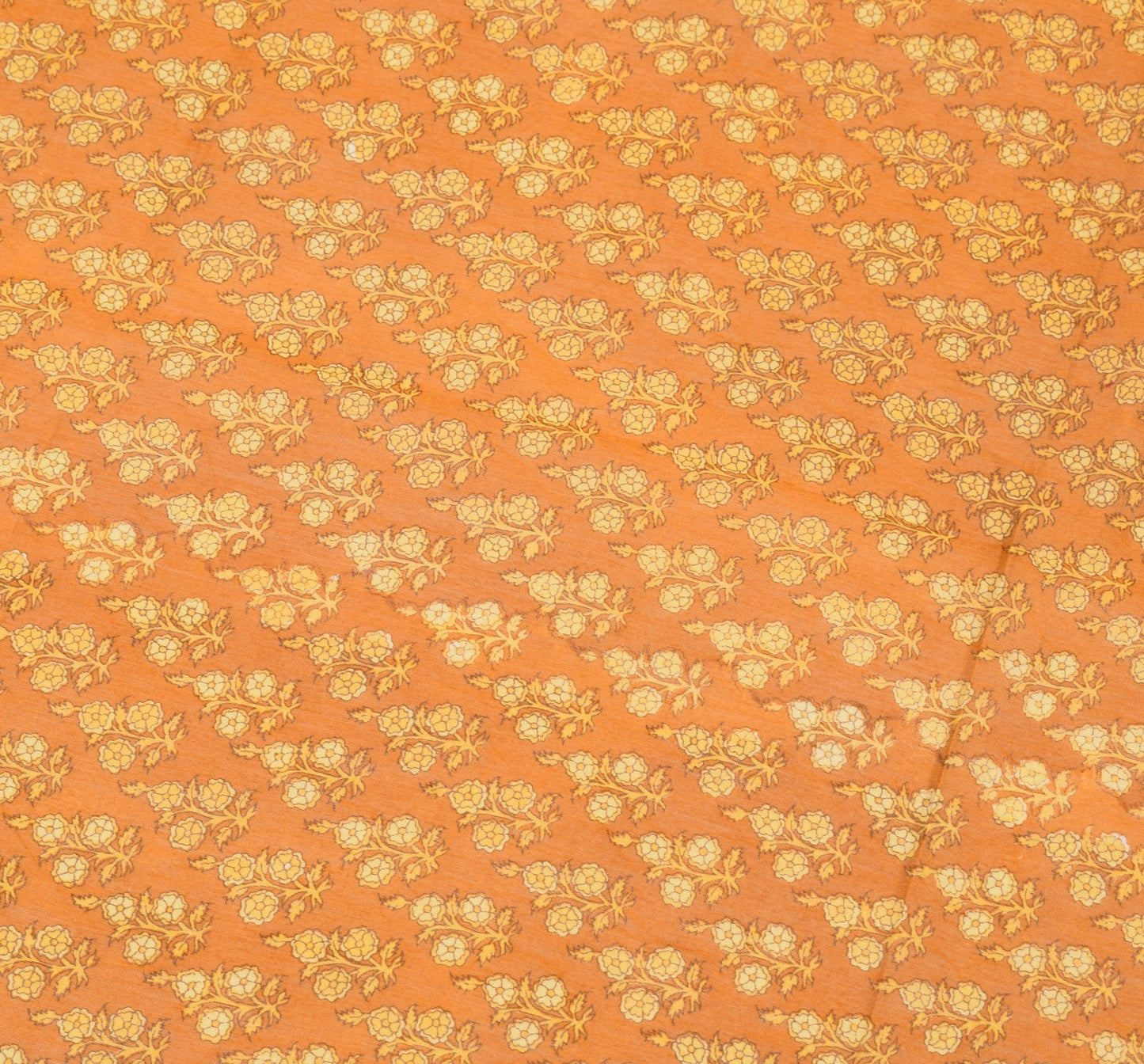 Sushila Vintage Mustard Floral Dupatta Pure Cotton Silk Printed Wrap Long Stole