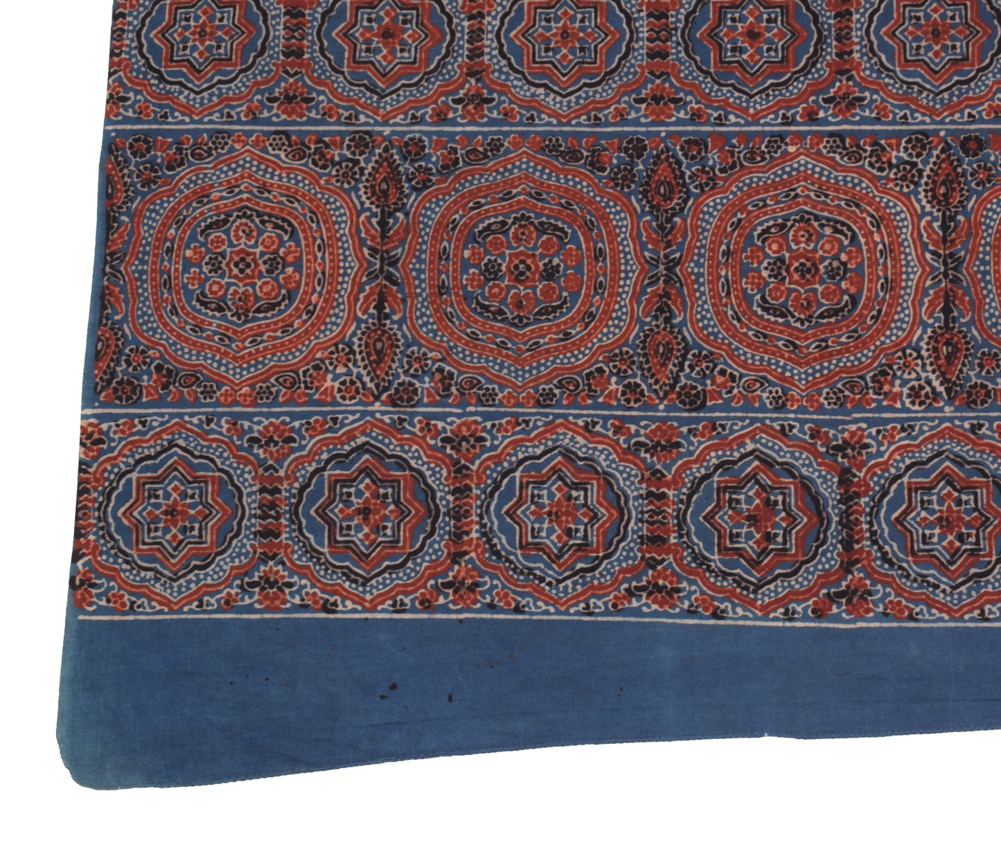 Sushila Vintage Ajrakh Hand Block Dupatta Steel Blue PureCotton Long Stole Hijab