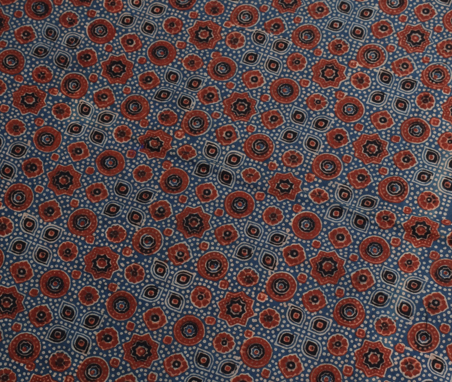 Sushila Vintage Ajrakh Hand Block Dupatta Steel Blue PureCotton Long Stole Hijab