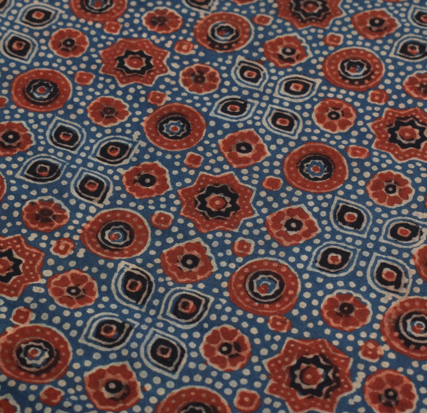 Sushila Vintage Ajrakh Hand Block Dupatta Steel Blue PureCotton Long Stole Hijab