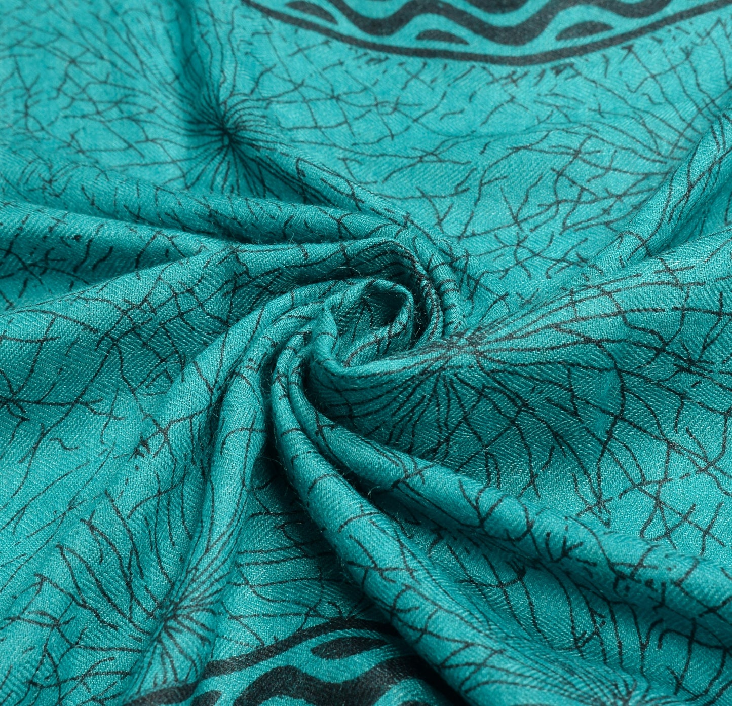Sushila Vintage Pure Woolen Dupatta Printed & Woven Aqua Blue Soft Long Stole