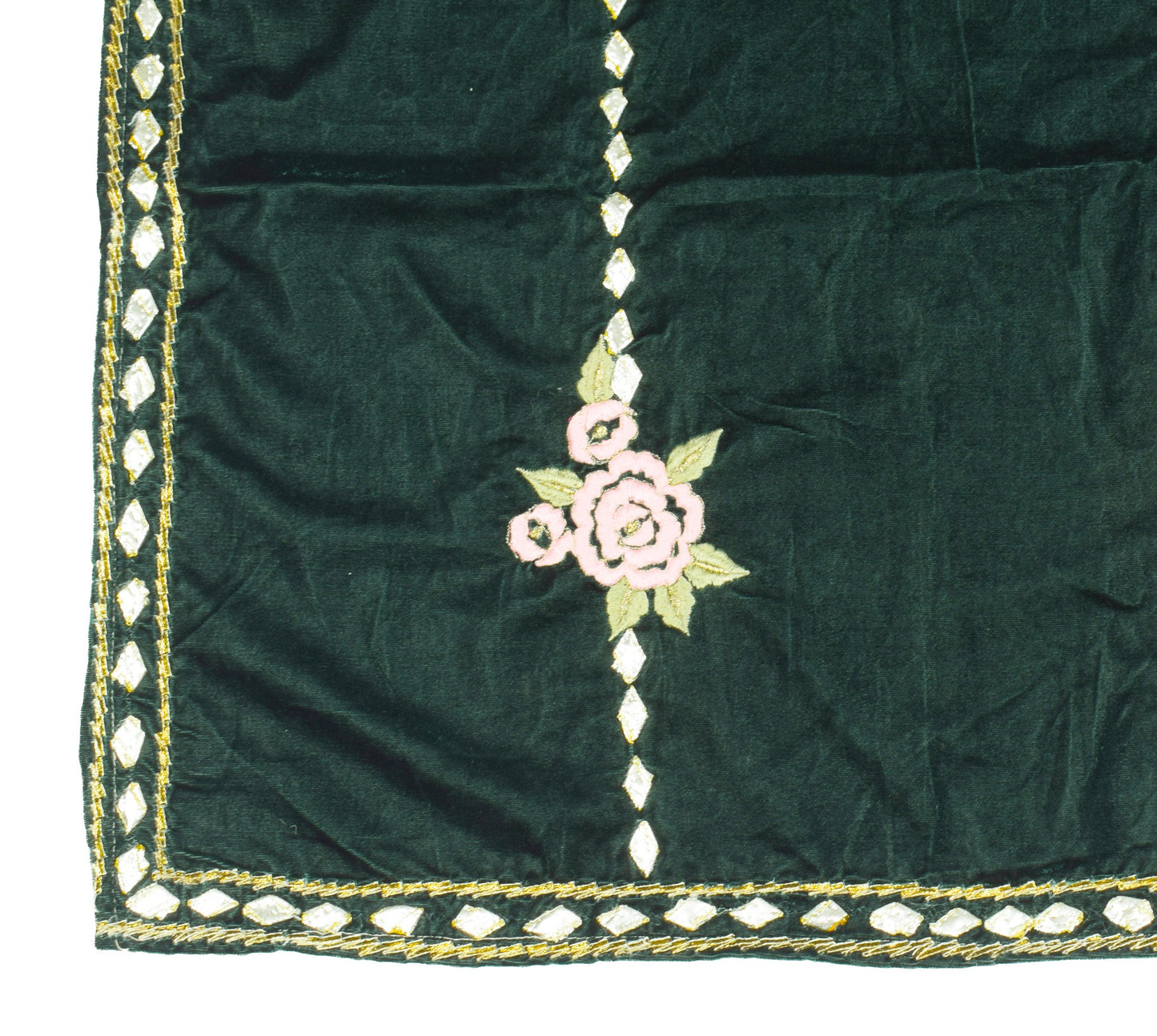 Sushila Vintage Velvet Nikaah Dupatta Embroidered Floral Green Blue Long Stole