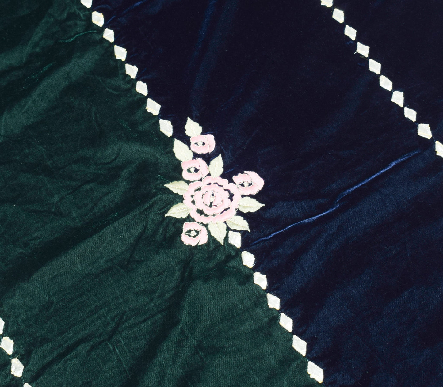 Sushila Vintage Velvet Nikaah Dupatta Embroidered Floral Green Blue Long Stole