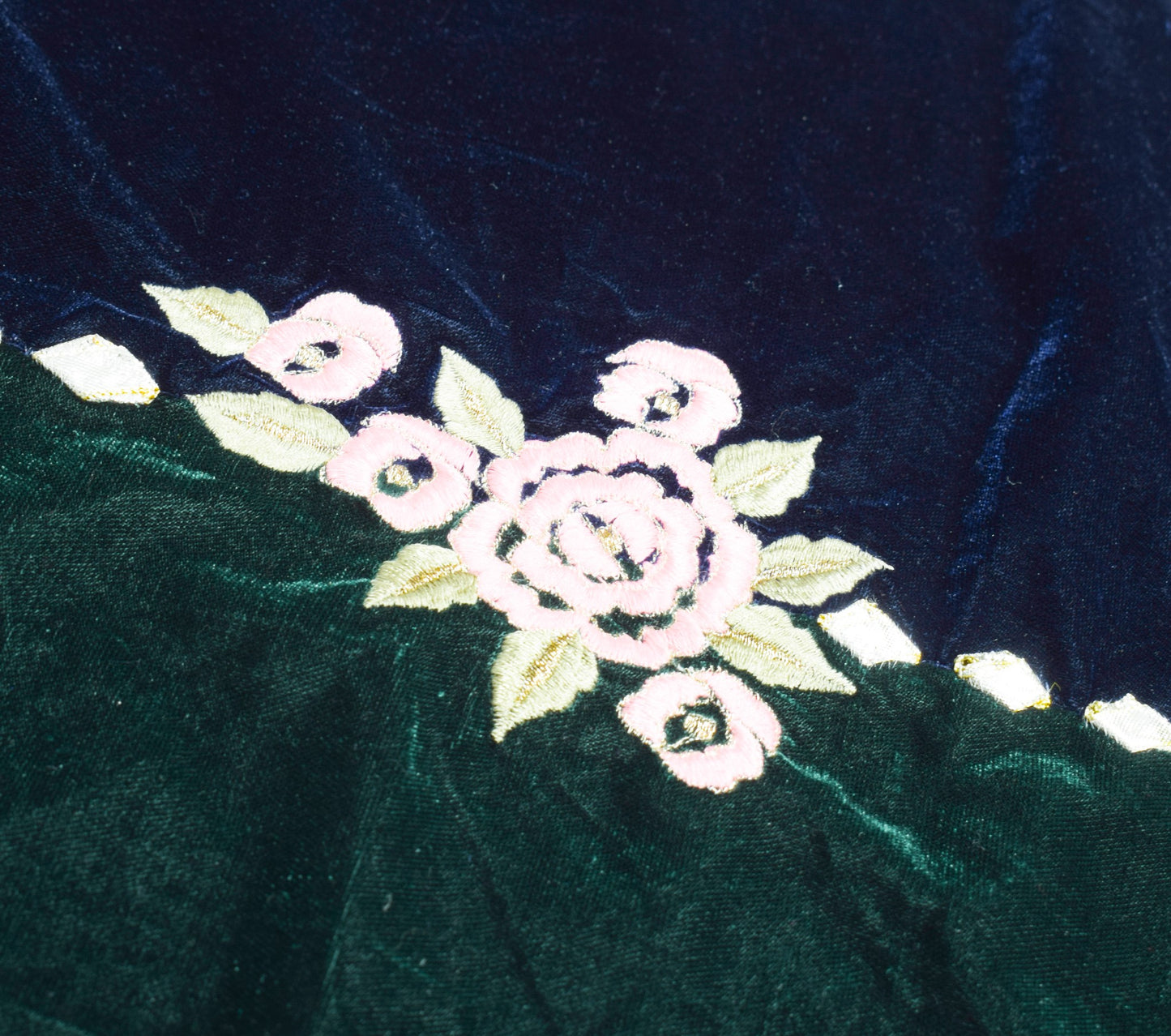 Sushila Vintage Velvet Nikaah Dupatta Embroidered Floral Green Blue Long Stole