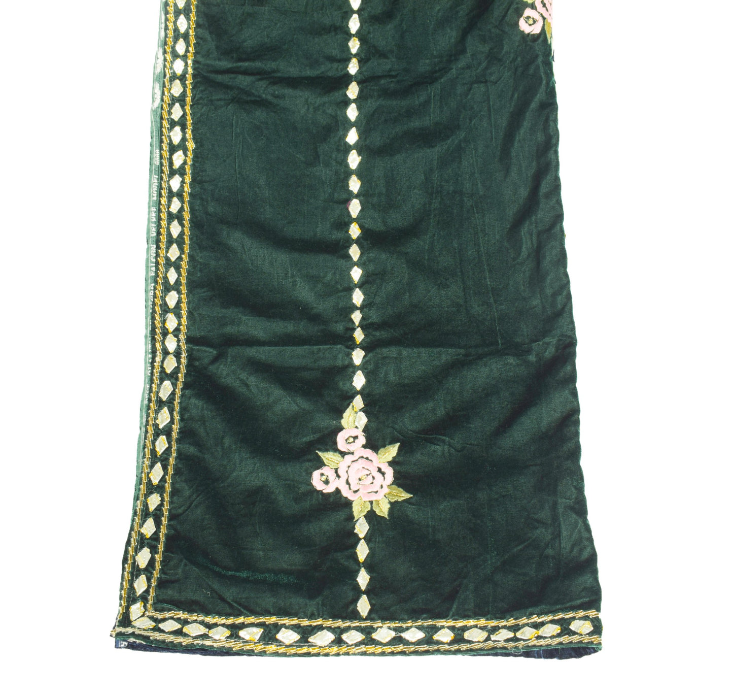 Sushila Vintage Velvet Nikaah Dupatta Embroidered Floral Green Blue Long Stole