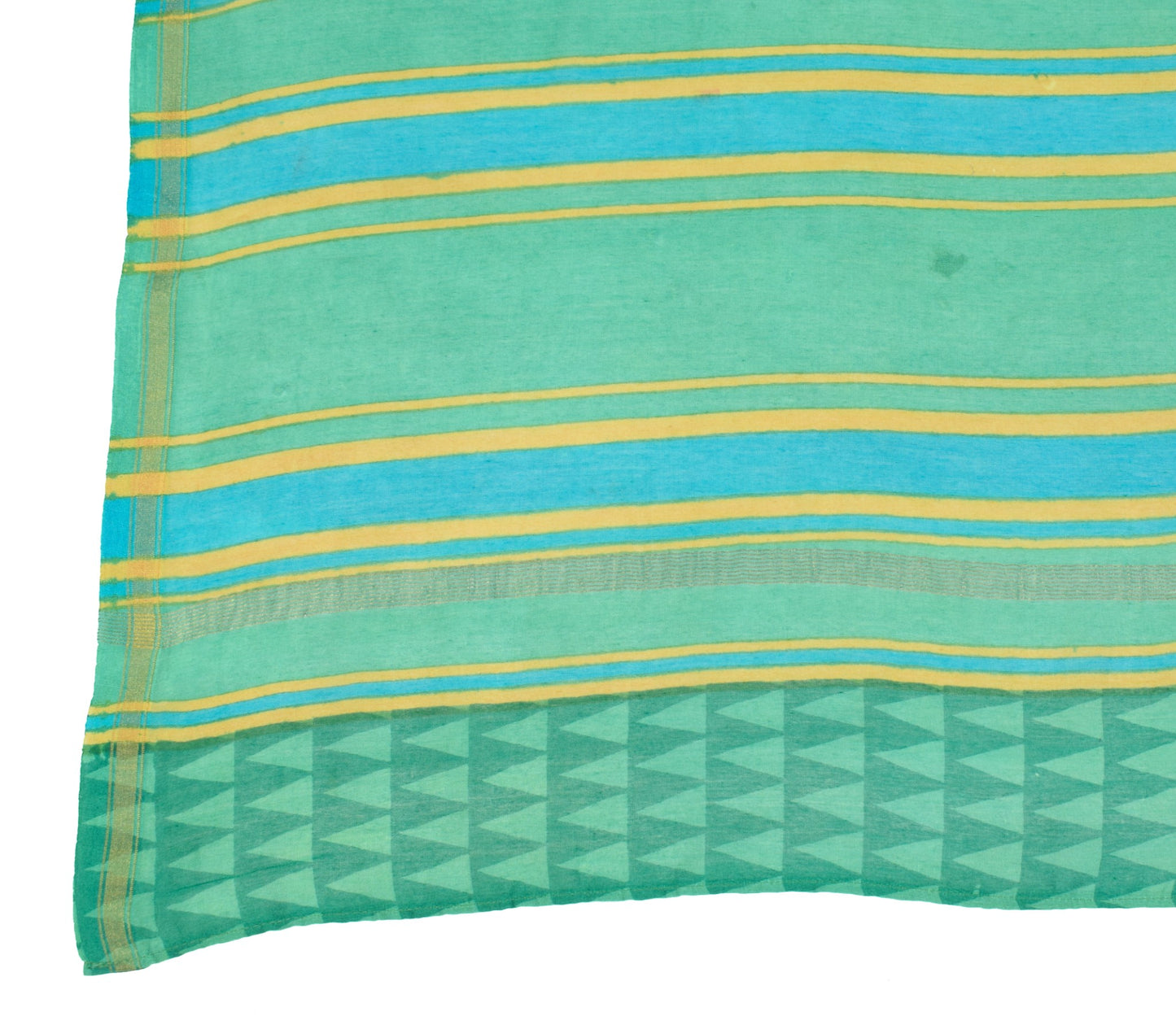Sushila Vintage Hand Block Printed Dupatta Pure Cotton Teal Green Long Stole