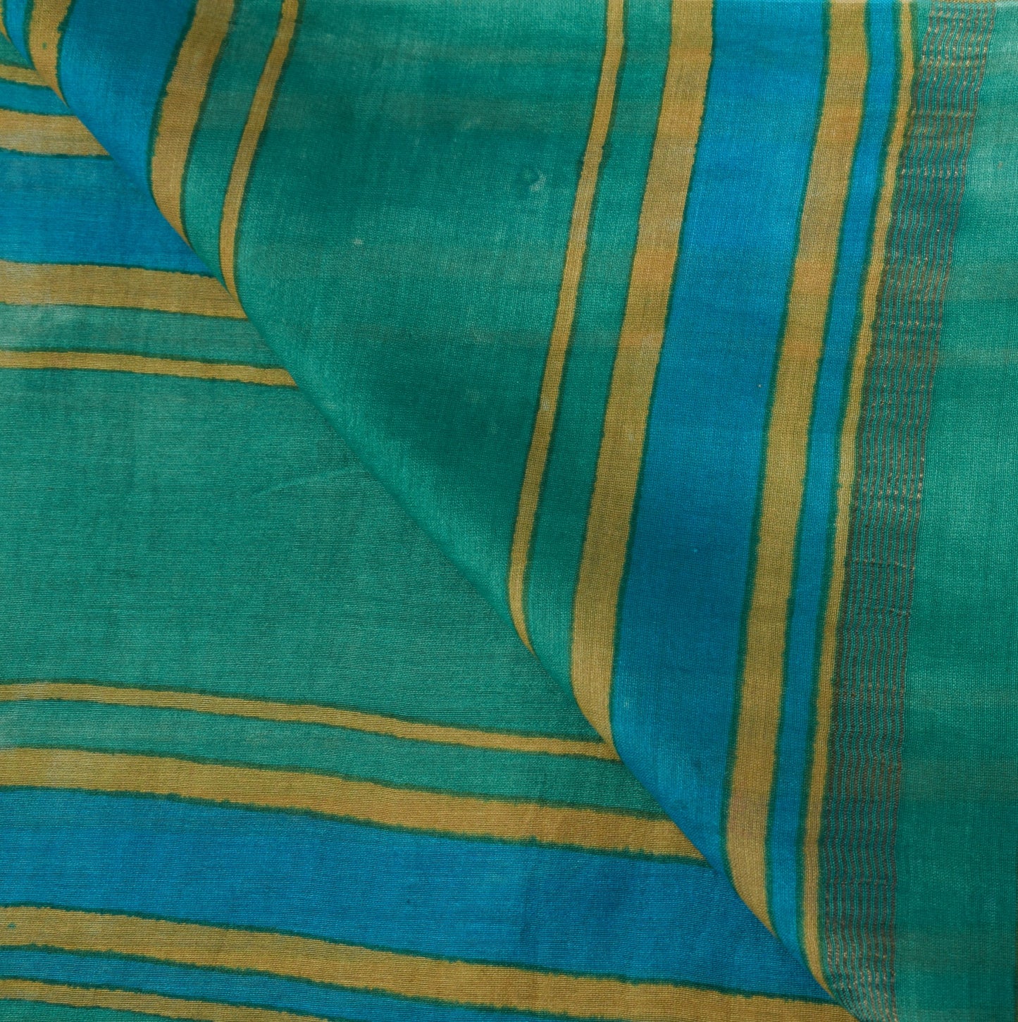 Sushila Vintage Hand Block Printed Dupatta Pure Cotton Teal Green Long Stole