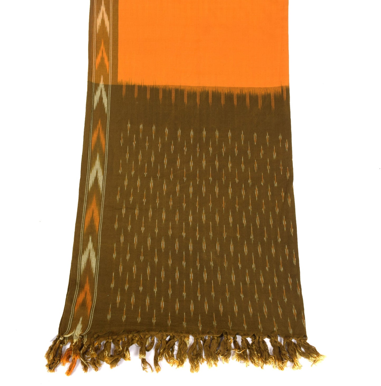 Sushila Vintage Goldfish Ikat Dupatta Pure Cotton Hand Woven Pochampally Stole
