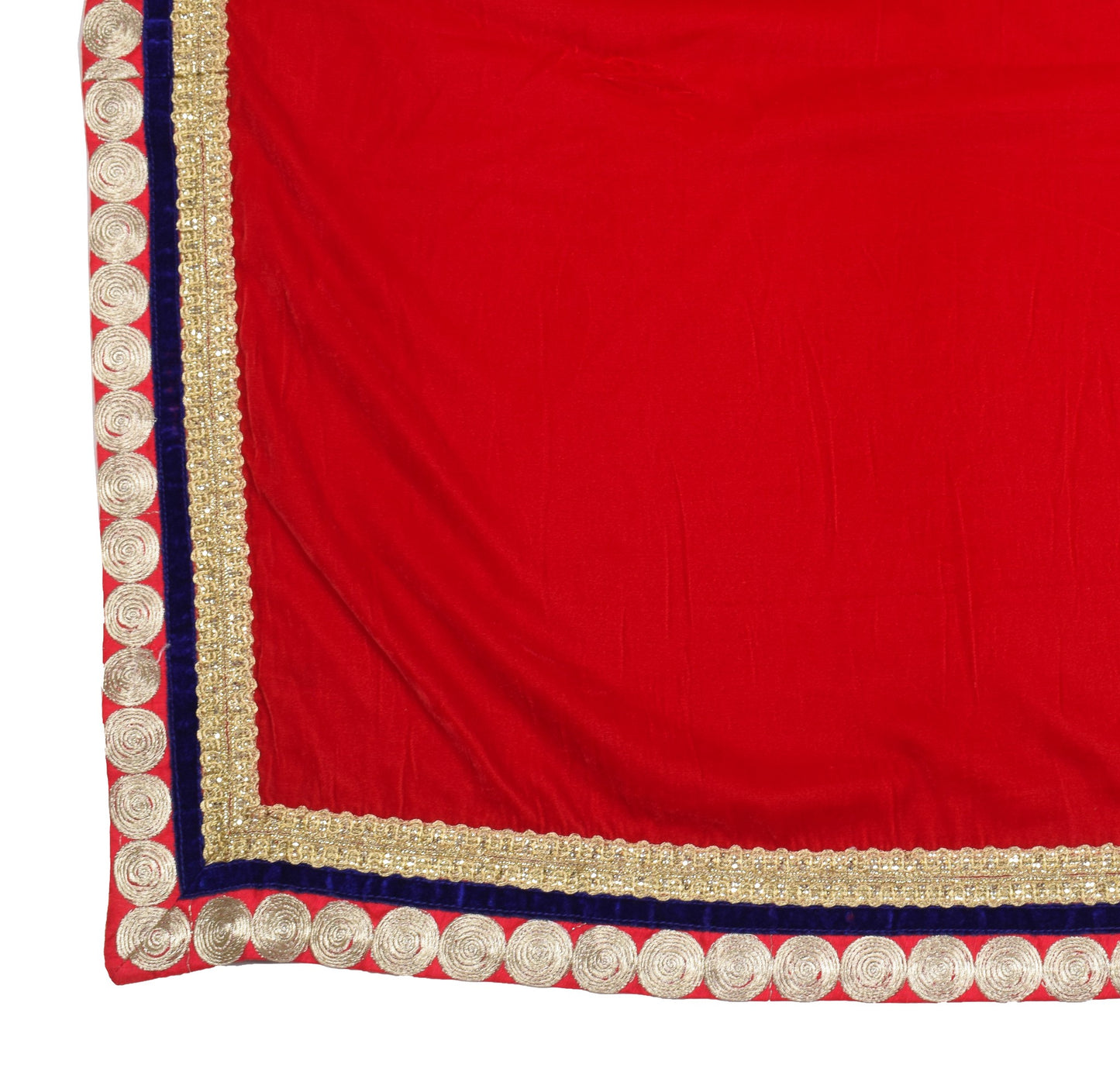 Sushila Vintage Red Velvet Wedding Dupatta Patch Work Zari Border Long Stole