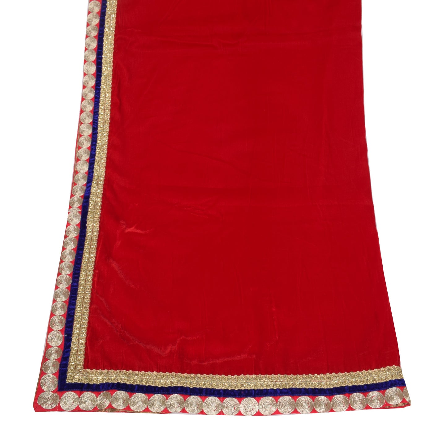 Sushila Vintage Red Velvet Wedding Dupatta Patch Work Zari Border Long Stole