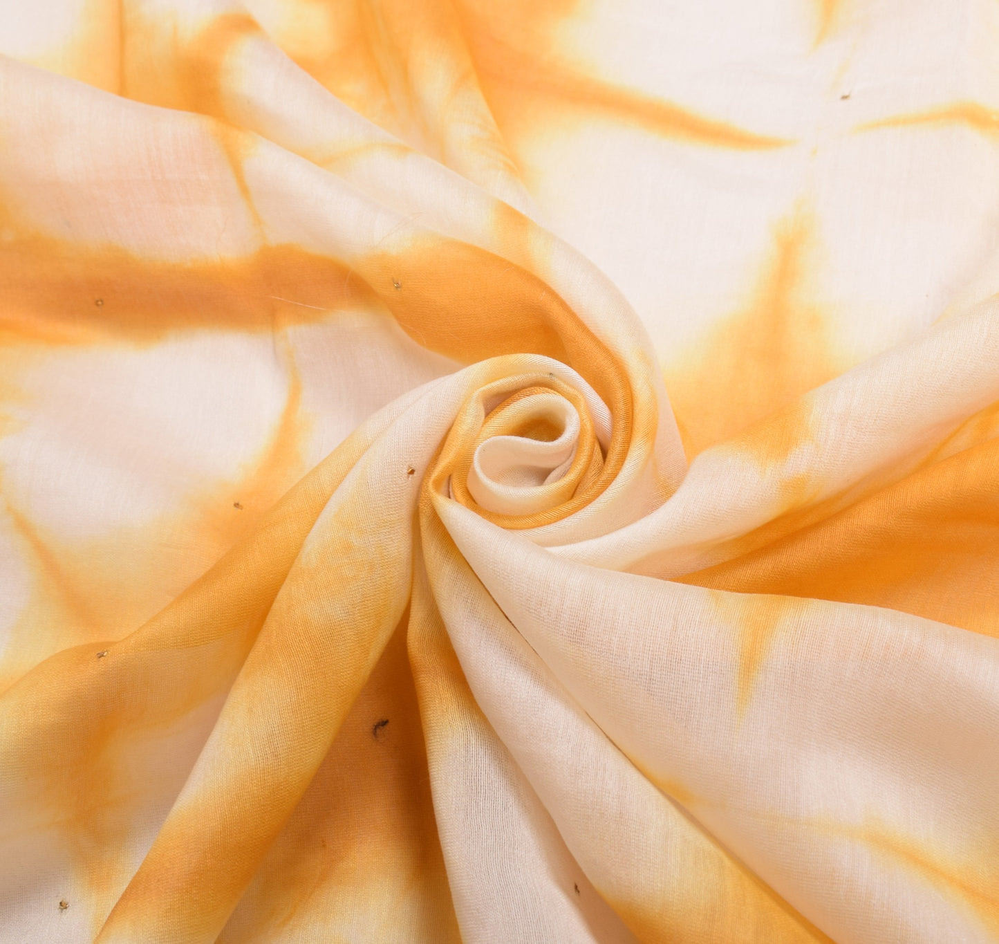 Sushila Vintage Mustard Tie-Dye Dupatta Pure Cotton Silk Mukesh Work Long Stole