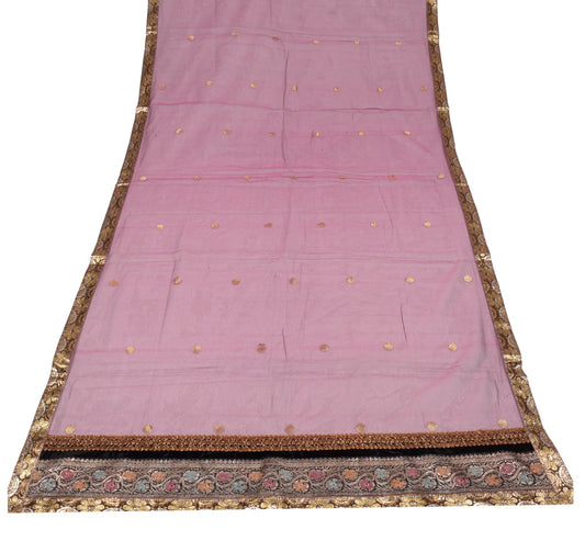 Sushila Vintage Magenta Cotton Silk Dupatta with Patch Work & Woven Long Stole