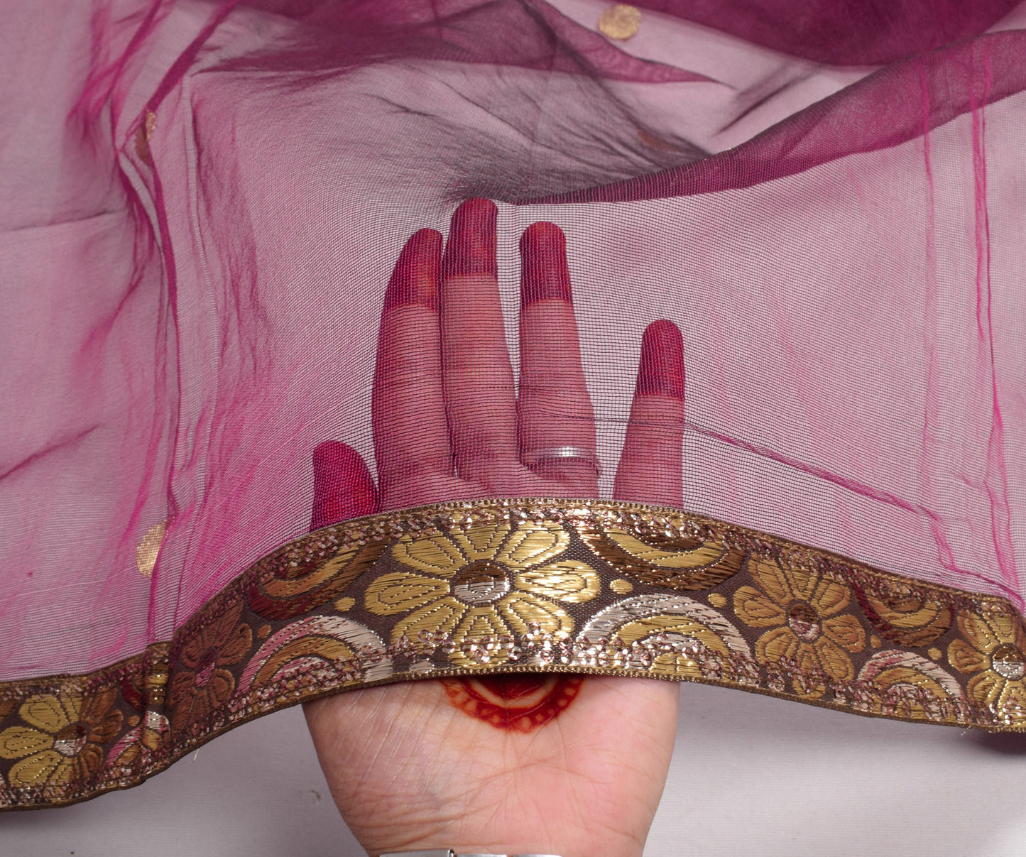 Sushila Vintage Magenta Cotton Silk Dupatta with Patch Work & Woven Long Stole