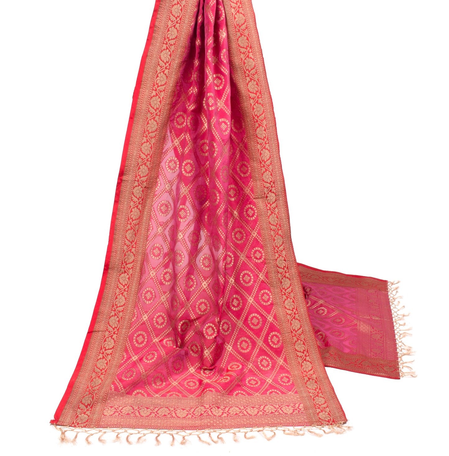 Sushila Vintage Magenta Banarasi Dupatta Art Silk Zari Brocade Ethnic Long Stole
