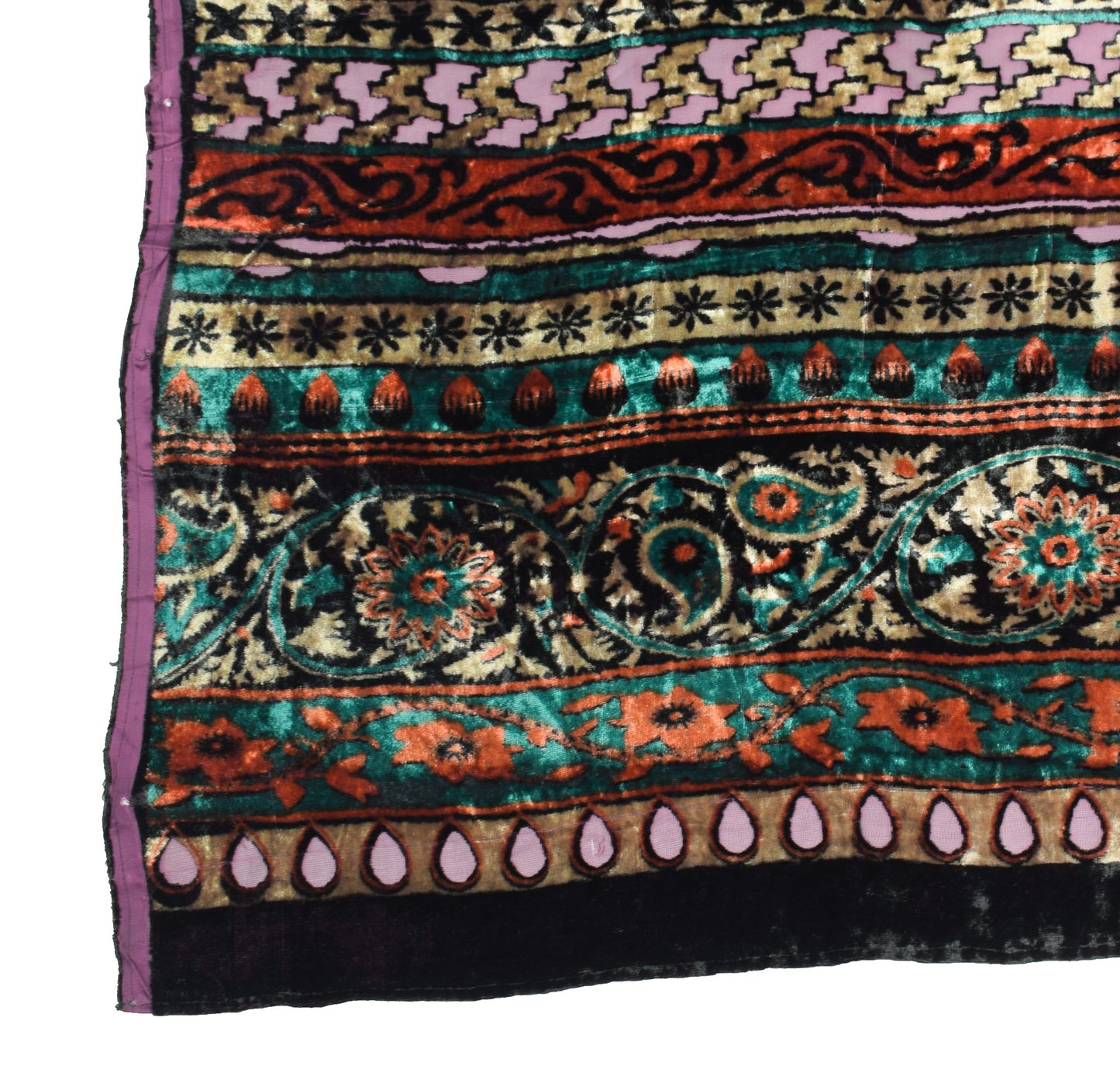 Sushila Vintage Brasso Velvet Dupatta Purple Floral Woven Soft Indian Long Stole
