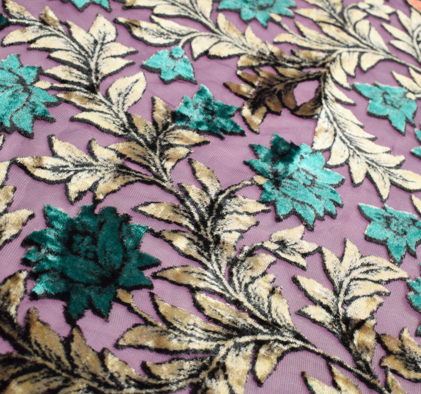 Sushila Vintage Brasso Velvet Dupatta Purple Floral Woven Soft Indian Long Stole