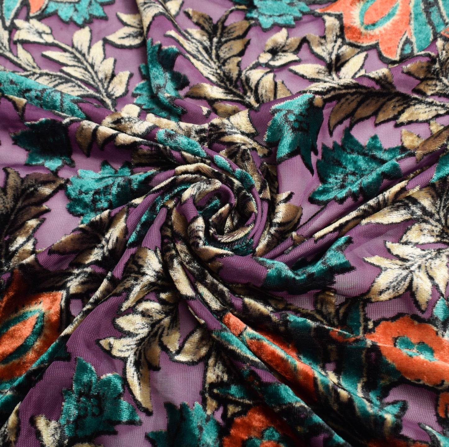 Sushila Vintage Brasso Velvet Dupatta Purple Floral Woven Soft Indian Long Stole