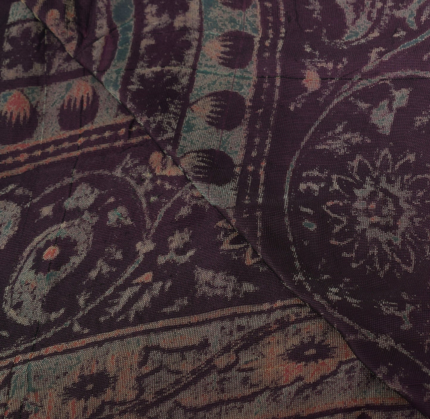 Sushila Vintage Brasso Velvet Dupatta Purple Floral Woven Soft Indian Long Stole
