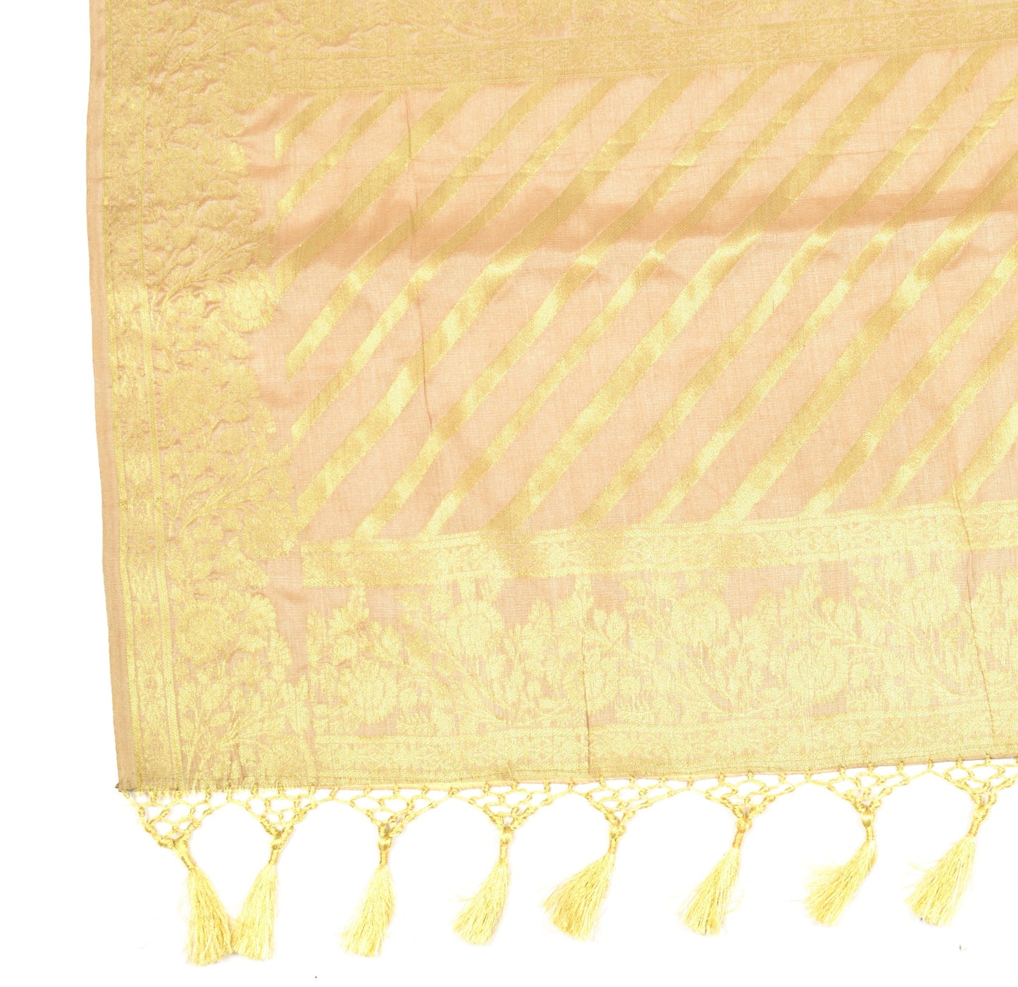 Sushila Vintage Green Brown Dupatta Pure Tussar Silk Zari Woven Long Stole Wrap