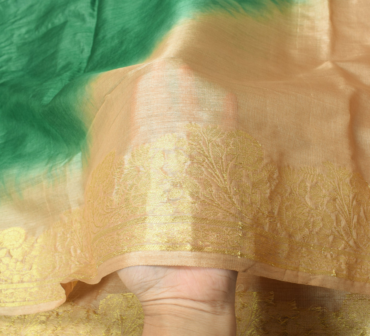 Sushila Vintage Green Brown Dupatta Pure Tussar Silk Zari Woven Long Stole Wrap