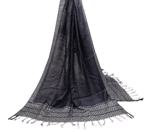 Sushila Vintage Black Pure Woolen Dupatta Printed & Woven Soft Shawl Long Stole