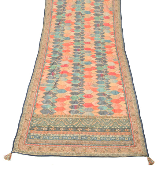 Sushila Vintage Multi-Color Art Silk Dupatta Printed & Kantha Work Long Stole