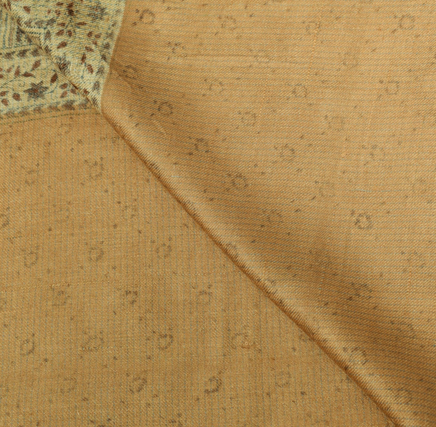 Sushila Vintage Pure Woolen Dupatta Soft Brown Hand Block Printed Long Stole