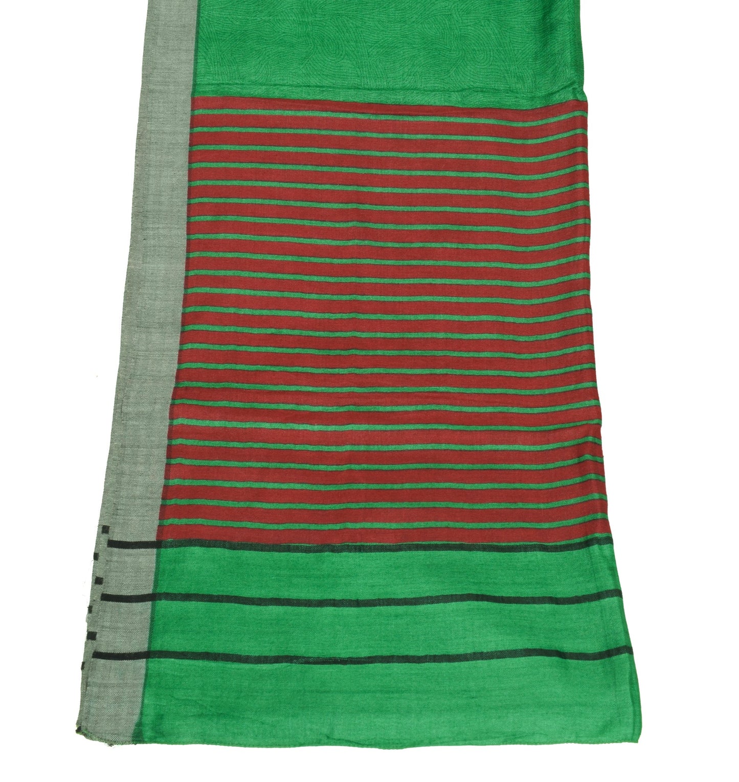 Sushila Vintage Green Printed Dupatta 100% Pure Woolen Soft Shawl Long Stole