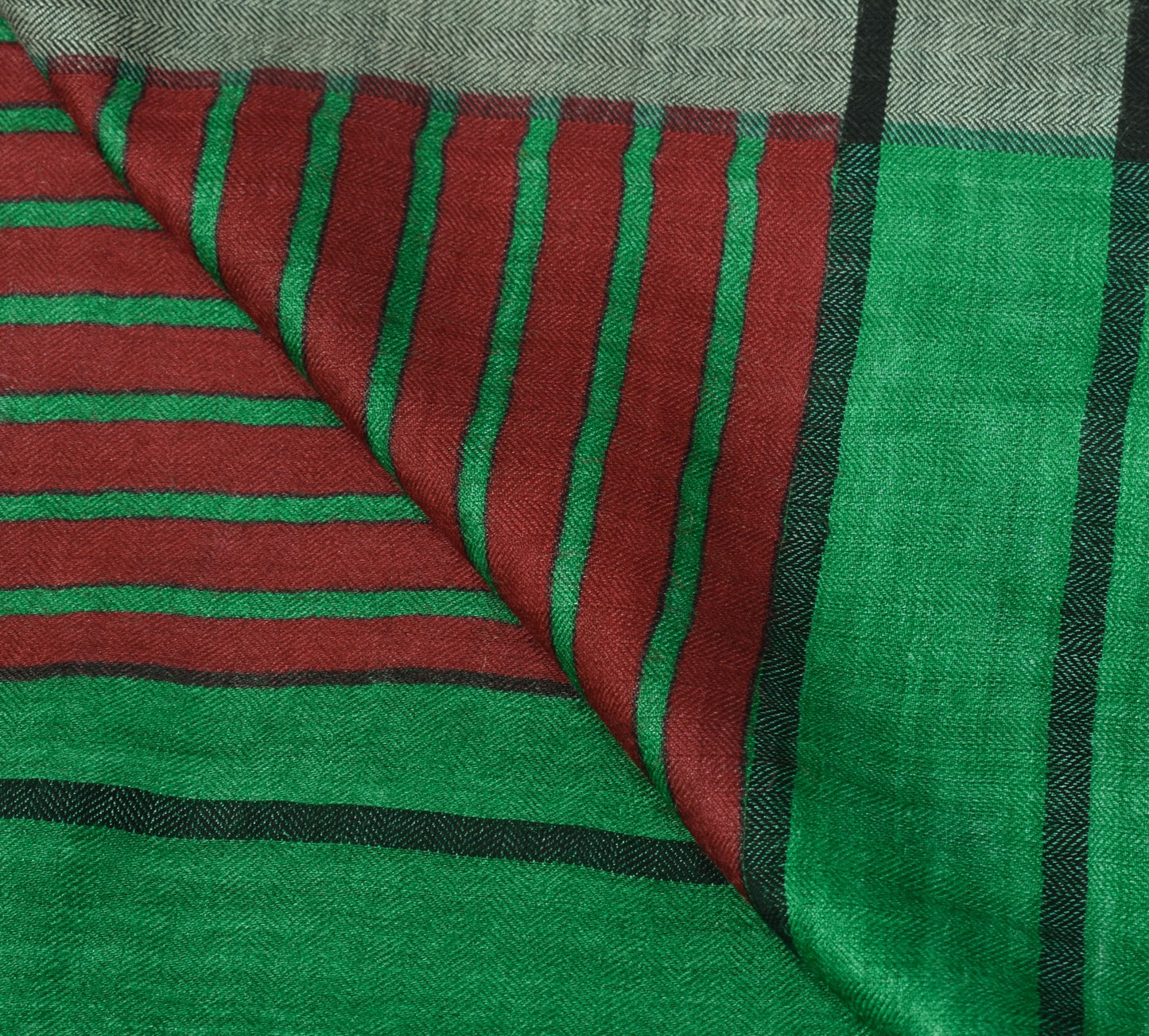 Sushila Vintage Green Printed Dupatta 100% Pure Woolen Soft Shawl Long Stole