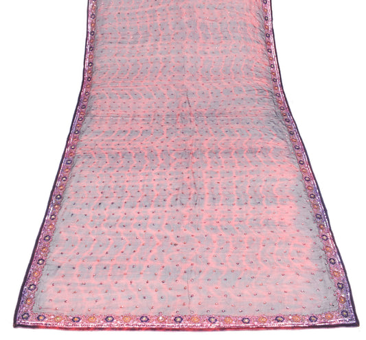 Sushila Vintage Tie-Dye Red Black Dupatta Pure Chiffon Silk Hand Work Long Stole