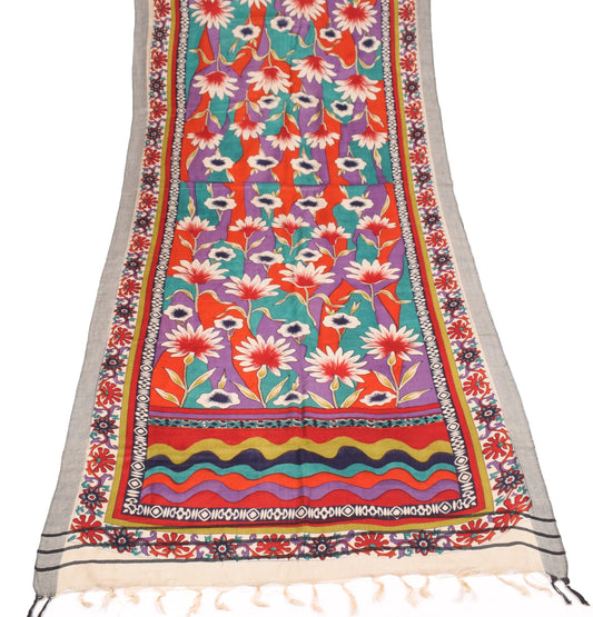 Sushila Vintage Multi-Color Floral Dupatta Printed Pure Woolen Shawl Long Stole