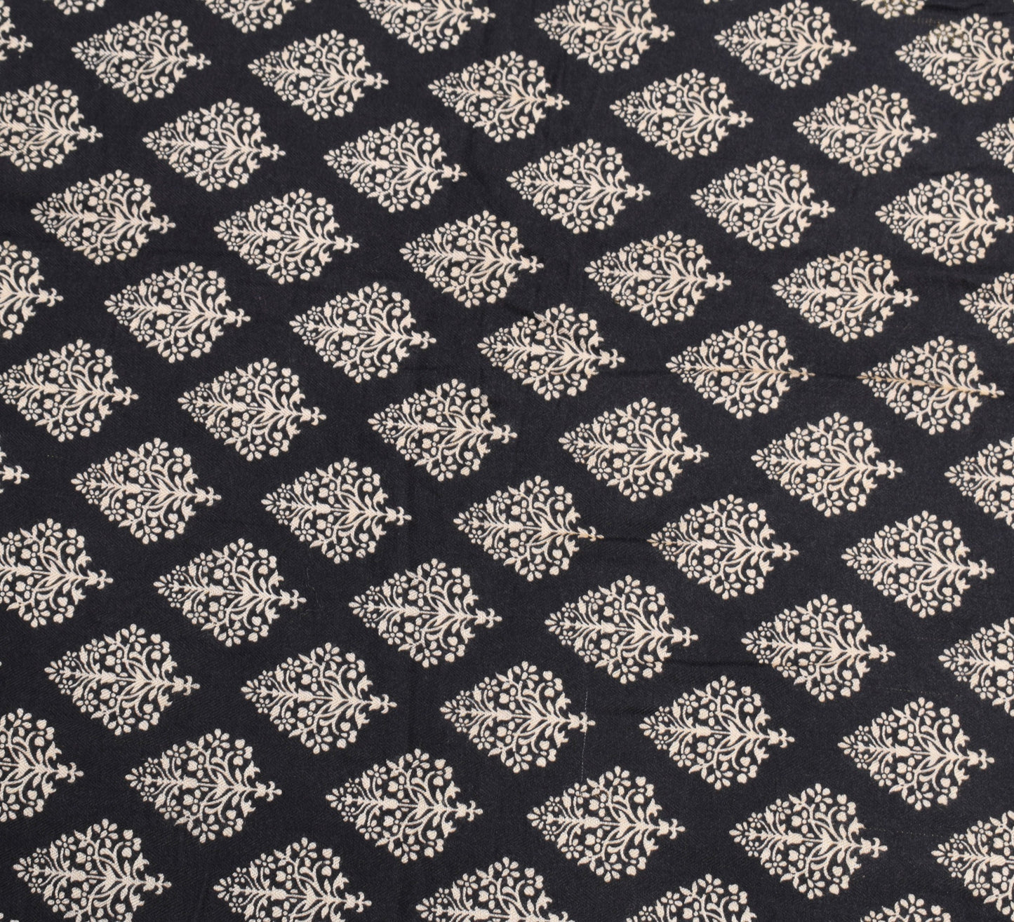 Sushila Vintage Floral Black Dupatta Printed Pure Woolen Shawl Soft Long Stole