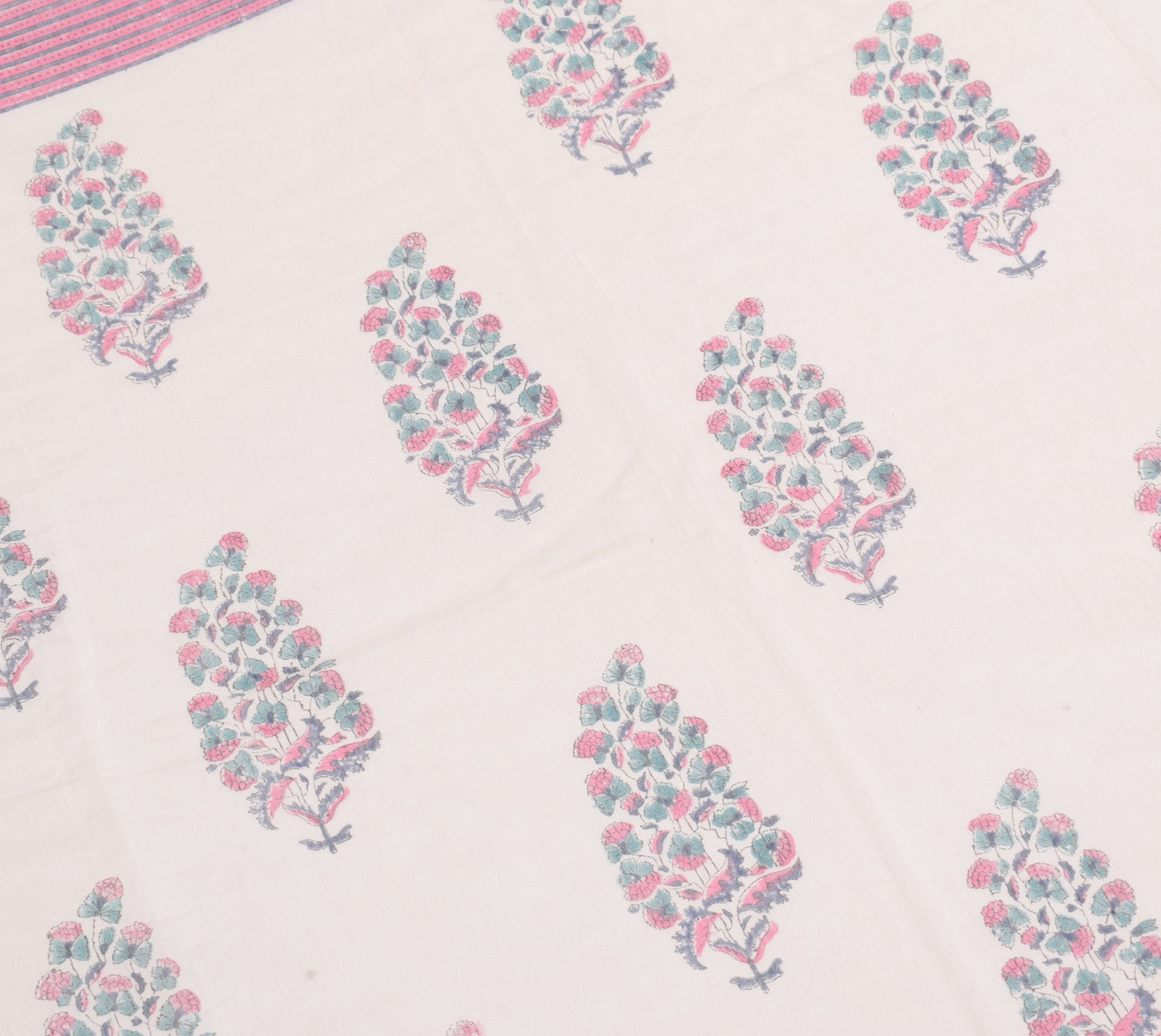 Sushila Vintage Hand Block Printed Dupatta Pure Cotton Silk Floral Long Stole