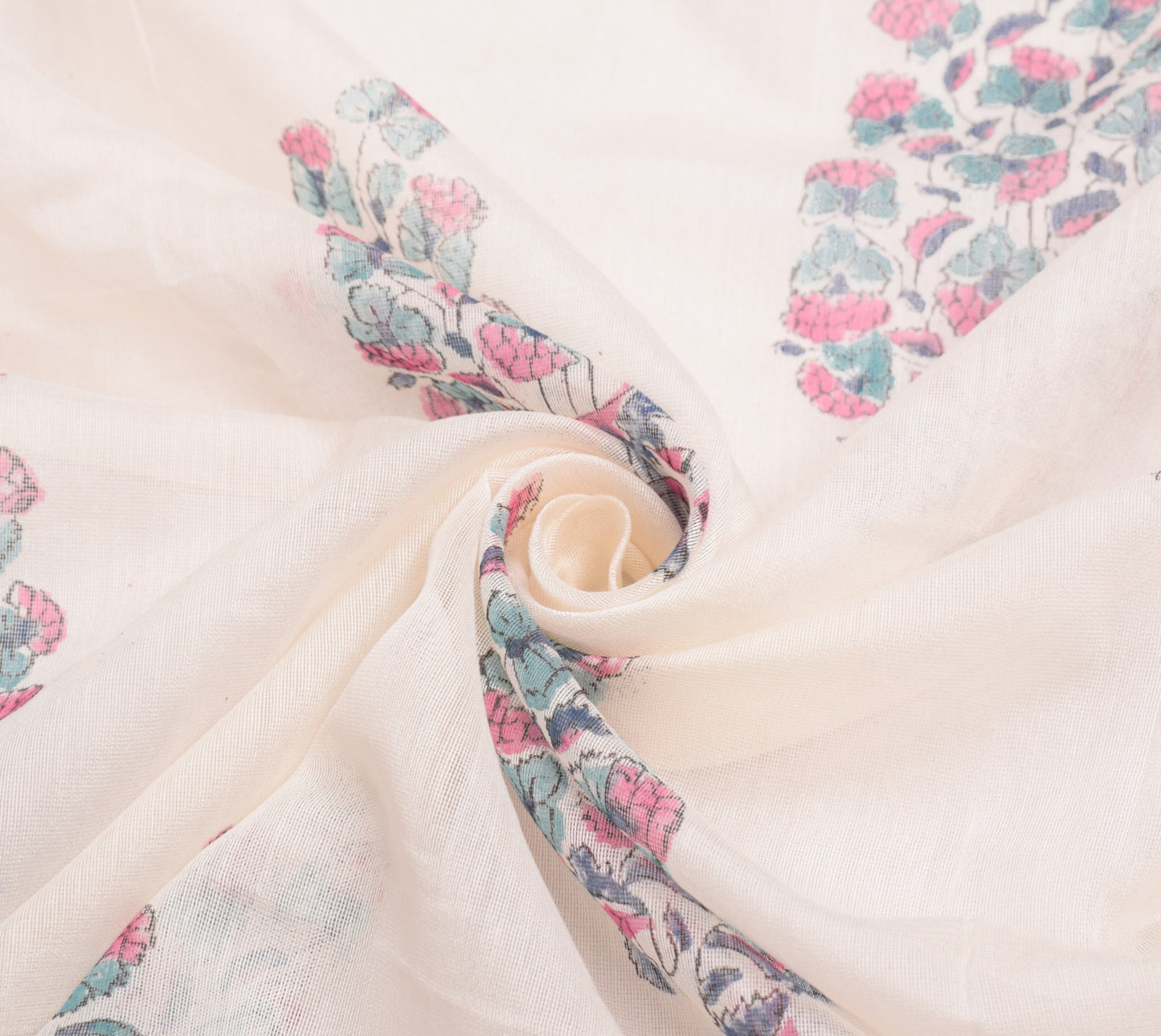 Sushila Vintage Hand Block Printed Dupatta Pure Cotton Silk Floral Long Stole