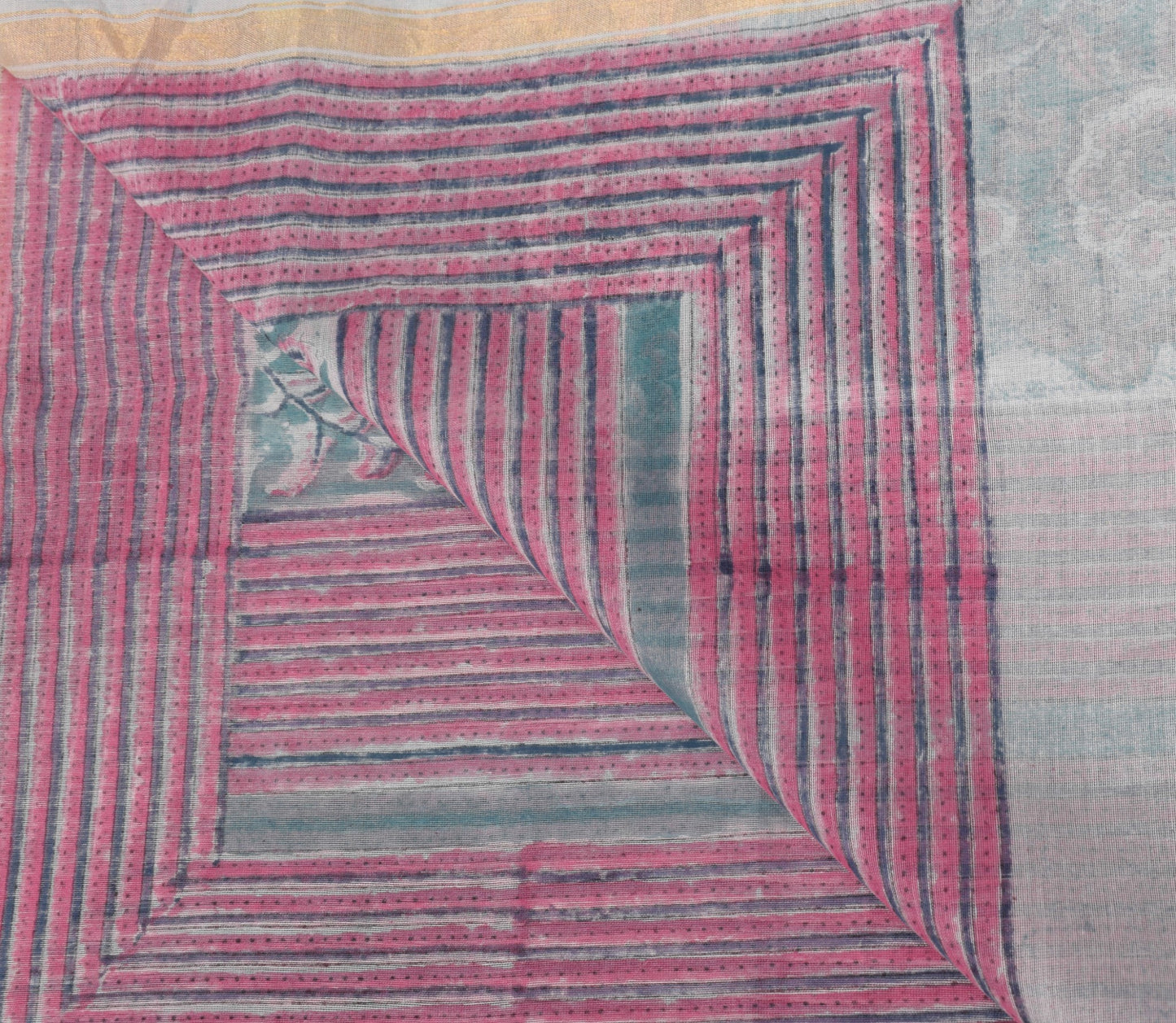 Sushila Vintage Hand Block Printed Dupatta Pure Cotton Silk Floral Long Stole