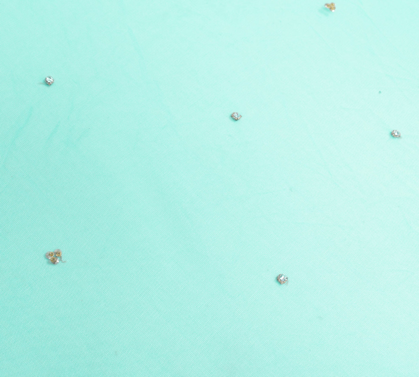 Sushila Vintage Turq. Green Plain Dupatta with Hand Beaded Border Net Long Stole