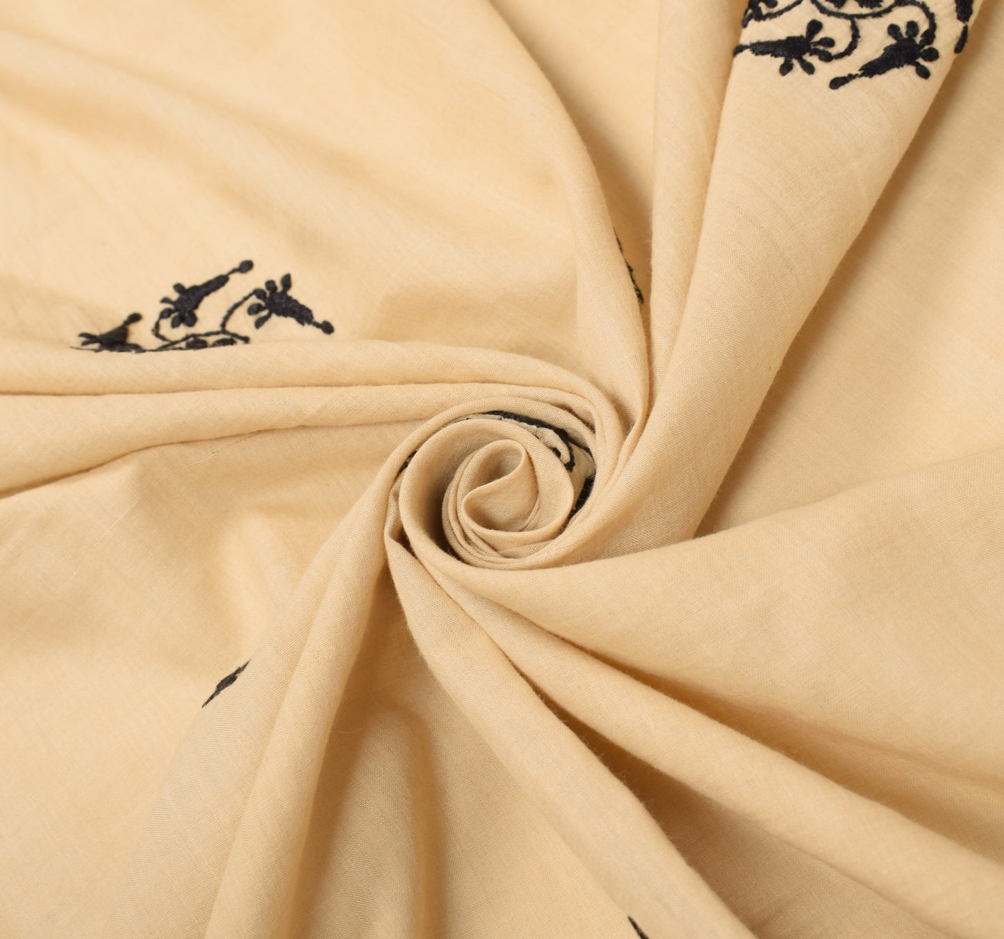 Sushila Vintage Hand Embroidered Dupatta 100% Pure Cotton Floral Soft Long Stole