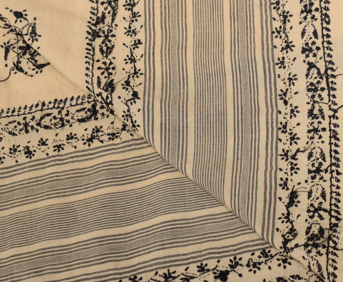 Sushila Vintage Hand Embroidered Dupatta 100% Pure Cotton Floral Soft Long Stole