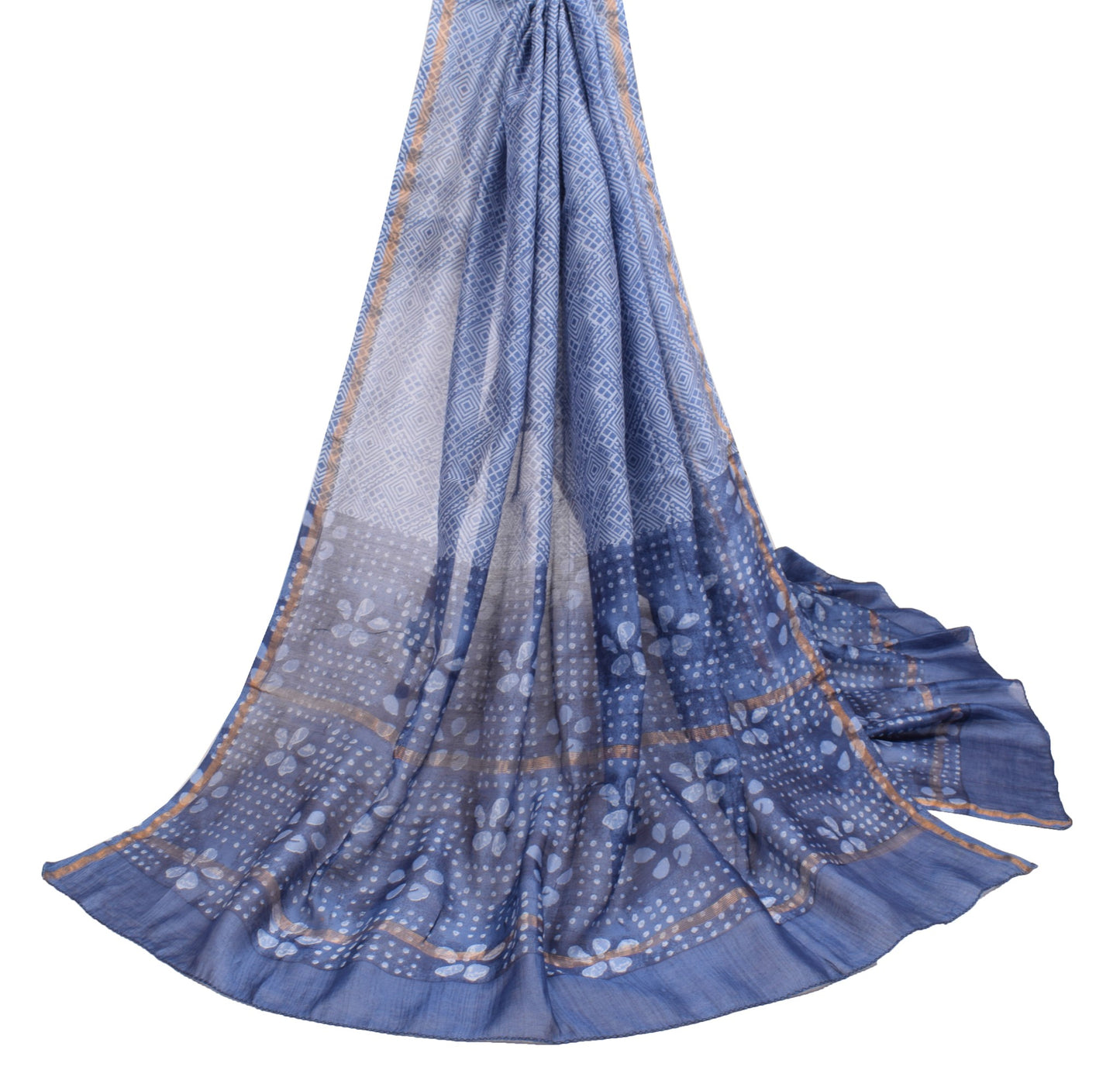 Sushila Vintage Black Dupatta Pure Cotton Silk Printed Geometric Soft Long Stole