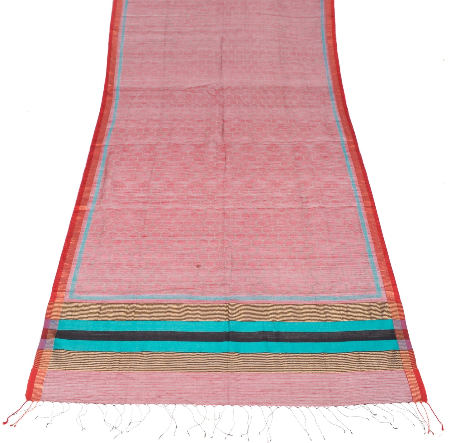 Sushila Vintage Maroon Woven Dupatta Art Cotton Silk Woven Stripes Long Stole