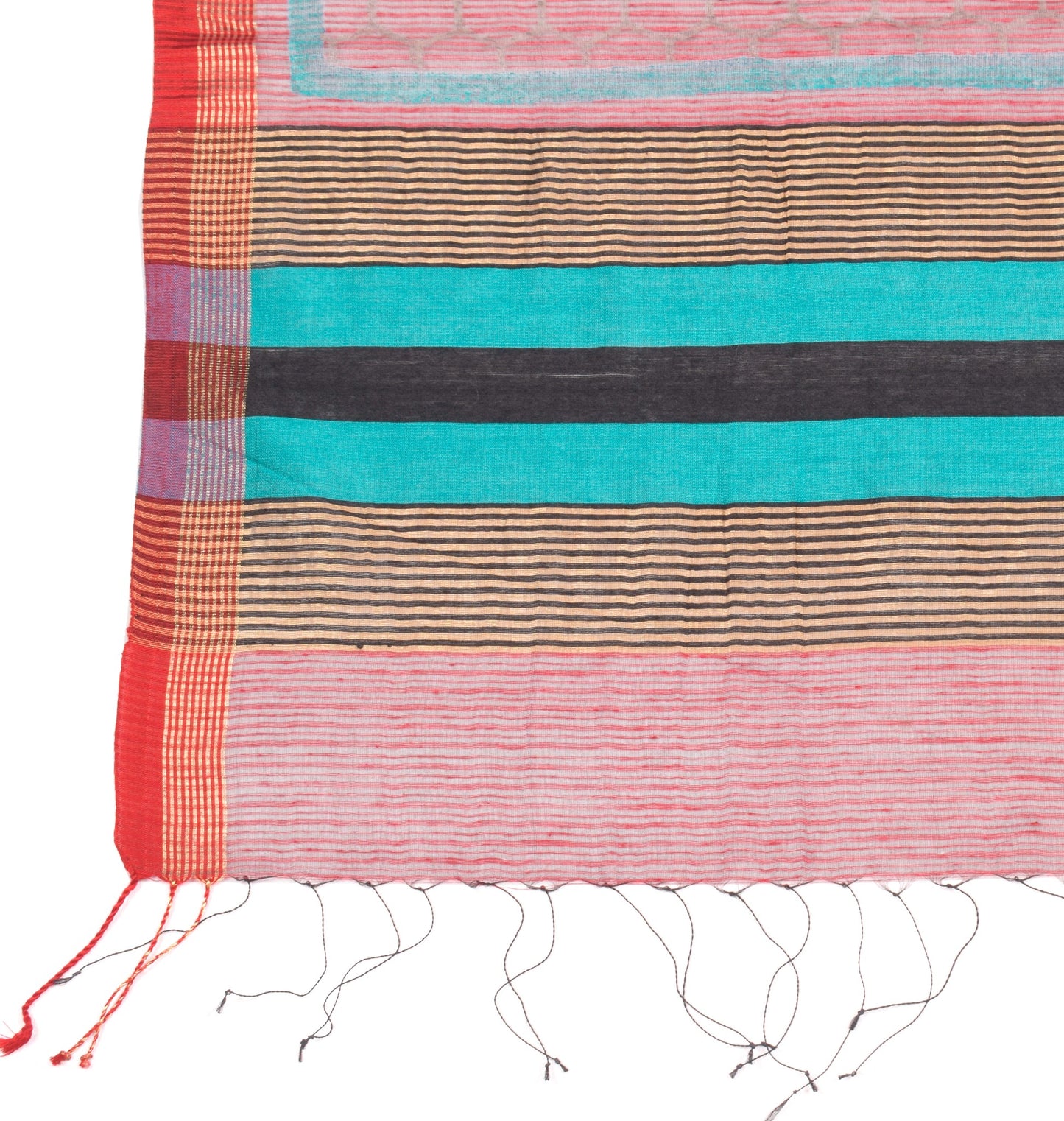 Sushila Vintage Maroon Woven Dupatta Art Cotton Silk Woven Stripes Long Stole