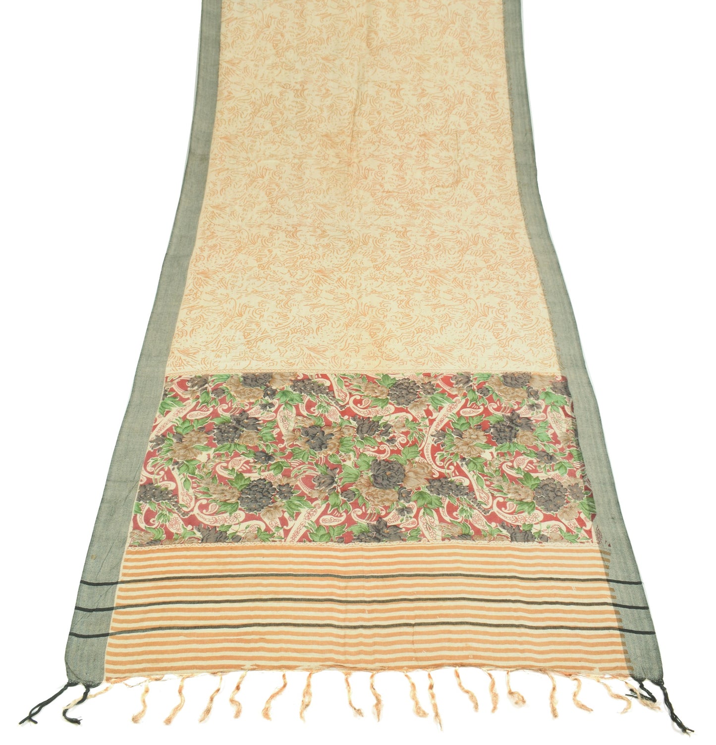 Sushila Vintage Cream Woven Dupatta Pure Woolen Printed Soft Wrap Long Stole